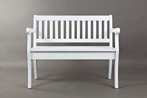 Jofran Artisan's Craft 42" Rustic Farmhouse Distressed Acacia Storage Bench in Distressed Weathered White image