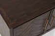 Jofran Gramercy Mid-Century Modern Chevron Three Door 60" Accent Cabinet in Dark Chevron Brown - Holmwood's Furniture & Design Center (Somersworth, NH)