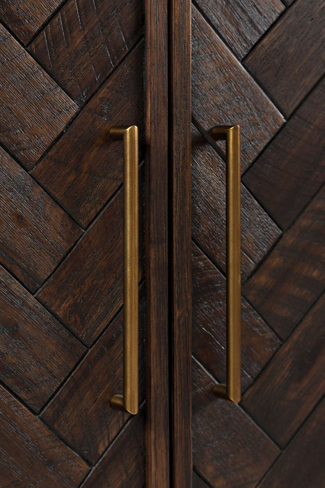 Jofran Gramercy Mid-Century Modern Chevron Three Door 60" Accent Cabinet in Dark Chevron Brown - Holmwood's Furniture & Design Center (Somersworth, NH)