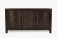 Jofran Gramercy Mid-Century Modern Chevron Three Door 60" Accent Cabinet in Dark Chevron Brown image