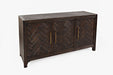 Jofran Gramercy Mid-Century Modern Chevron Three Door 60" Accent Cabinet in Dark Chevron Brown - Holmwood's Furniture & Design Center (Somersworth, NH)