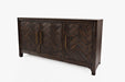 Jofran Gramercy Mid-Century Modern Chevron Three Door 60" Accent Cabinet in Dark Chevron Brown - Holmwood's Furniture & Design Center (Somersworth, NH)