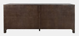 Jofran Gramercy Mid-Century Modern Chevron Four Door 79" Accent Cabinet in Dark Chevron Brown - Holmwood's Furniture & Design Center (Somersworth, NH)