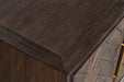 Jofran Gramercy Mid-Century Modern Chevron Four Door 79" Accent Cabinet in Dark Chevron Brown - Holmwood's Furniture & Design Center (Somersworth, NH)