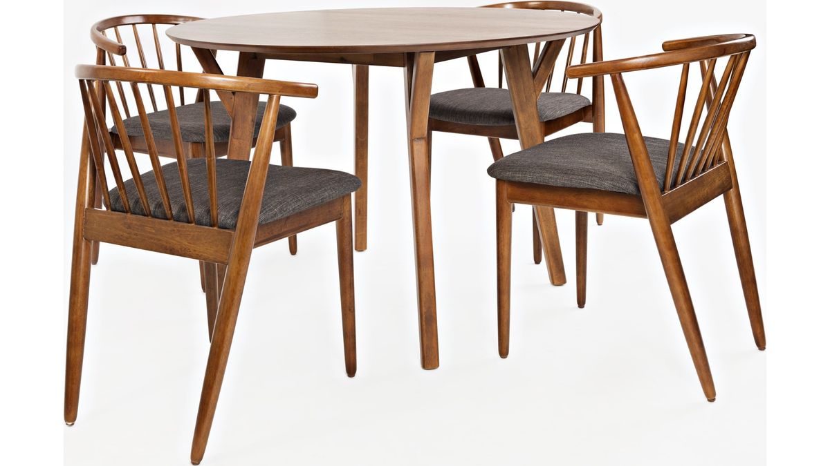 Jofran Copenhagen Round Dining Table in Brown - Holmwood's Furniture & Design Center (Somersworth, NH)