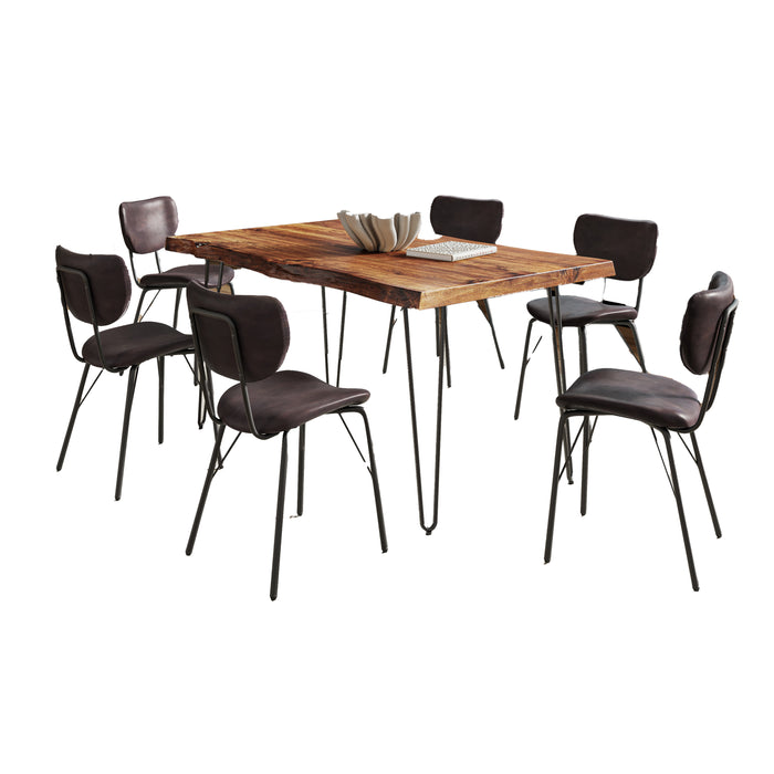 Natures Edge 60 Inch Seven Piece Upholstered Dining Set