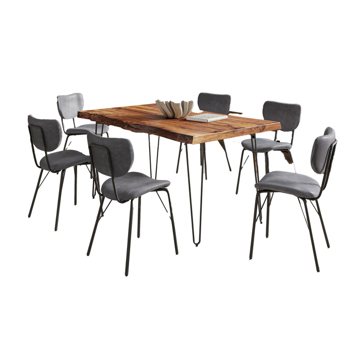 Natures Edge 60 Inch Seven Piece Upholstered Dining Set