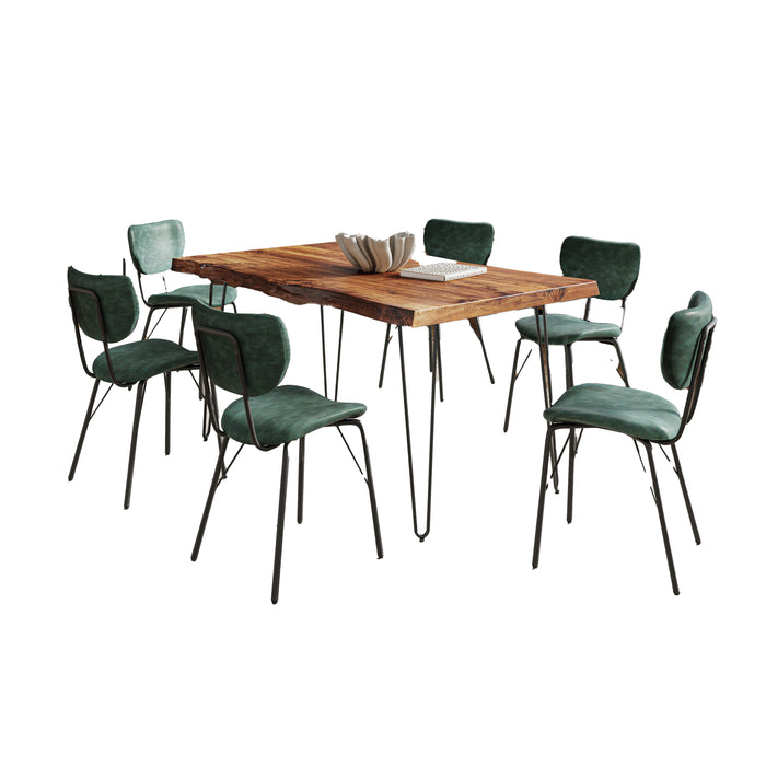 Natures Edge 60 Inch Seven Piece Upholstered Dining Set