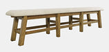 Jofran Telluride Rustic Distressed Pine 85" Upholstered Dining Bench in Gold - Holmwood's Furniture & Design Center (Somersworth, NH)