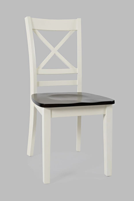 Jofran Asbury Park Solid Acacia Farmhouse 4-Pack Dining Set - Table with 2 Chairs and Bench in White - Holmwood's Furniture & Design Center (Somersworth, NH)