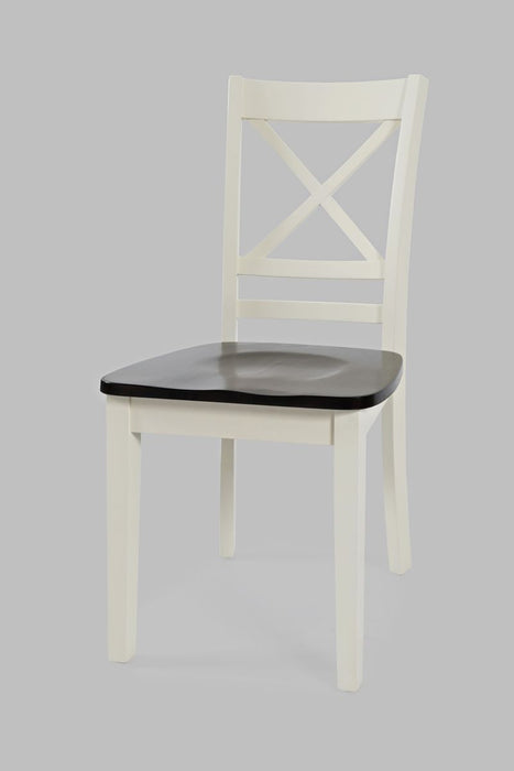 Jofran Asbury Park Solid Acacia Farmhouse 4-Pack Dining Set - Table with 2 Chairs and Bench in White - Holmwood's Furniture & Design Center (Somersworth, NH)