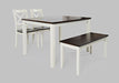 Jofran Asbury Park Solid Acacia Farmhouse 4-Pack Dining Set - Table with 2 Chairs and Bench in White image