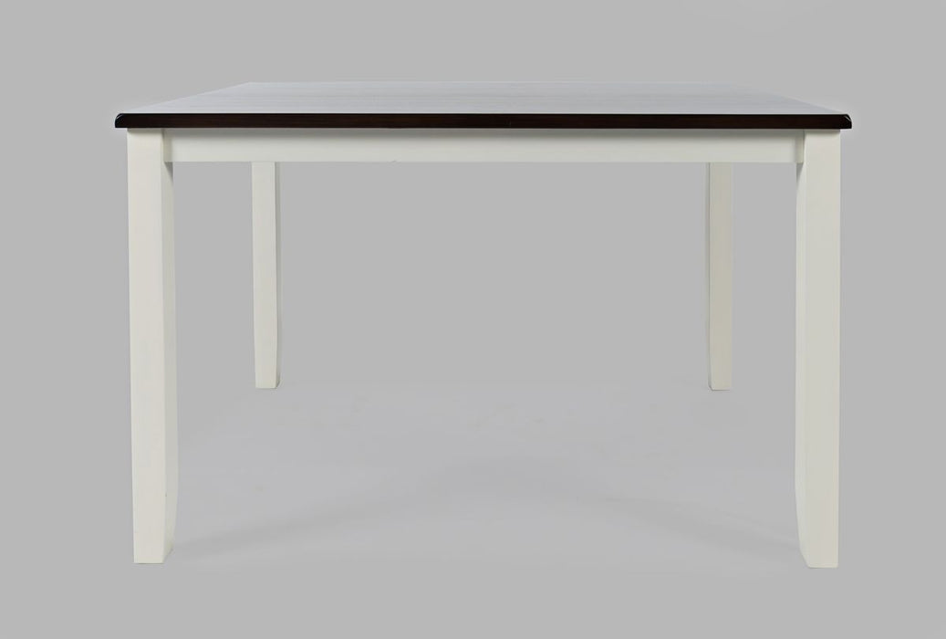 Jofran Asbury Park Solid Acacia Farmhouse 4-Pack Dining Set - Table with 2 Chairs and Bench in White - Holmwood's Furniture & Design Center (Somersworth, NH)