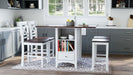 Jofran Asbury Park Solid Acacia Farmhouse Storage Counter Drop Leaf Dining Table with Storage and Wine Rack in White - Holmwood's Furniture & Design Center (Somersworth, NH)