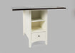 Jofran Asbury Park Solid Acacia Farmhouse Storage Counter Drop Leaf Dining Table with Storage and Wine Rack in White - Holmwood's Furniture & Design Center (Somersworth, NH)