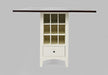 Jofran Asbury Park Solid Acacia Farmhouse Storage Counter Drop Leaf Dining Table with Storage and Wine Rack in White image
