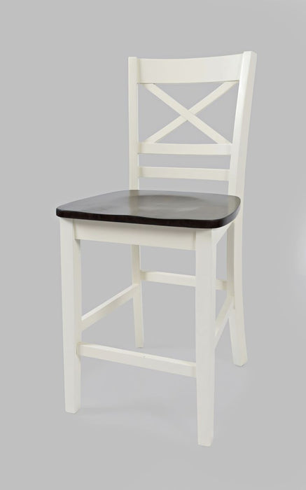 Jofran Asbury Park Solid Acacia Farmhouse X Back Stool (Set of 2) in White - Holmwood's Furniture & Design Center (Somersworth, NH)