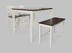 Jofran Asbury Park Solid Acacia Farmhouse 4-Pack Counter Height Dining Set - Table with 2 Stools and Bench in White image