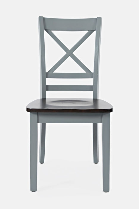 Jofran Asbury Park Solid Acacia Farmhouse X-Back Chair (Set of 2) in Grey image
