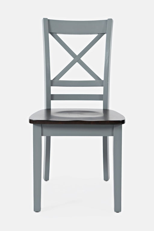 Jofran Asbury Park Solid Acacia Farmhouse X-Back Chair (Set of 2) in Grey image