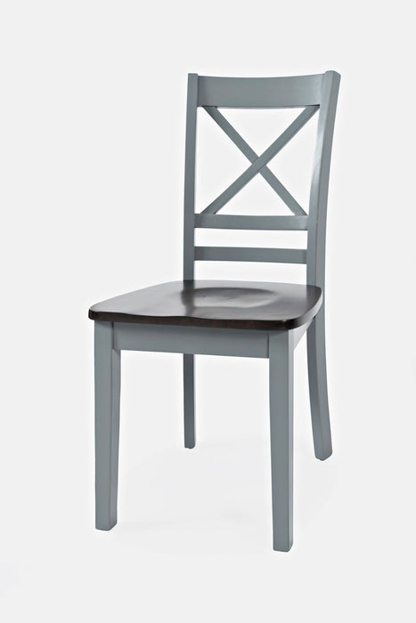 Jofran Asbury Park Solid Acacia Farmhouse 4-Pack Dining Set - Table with 2 Chairs and Bench in Grey - Holmwood's Furniture & Design Center (Somersworth, NH)