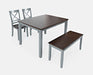 Jofran Asbury Park Solid Acacia Farmhouse 4-Pack Dining Set - Table with 2 Chairs and Bench in Grey - Holmwood's Furniture & Design Center (Somersworth, NH)