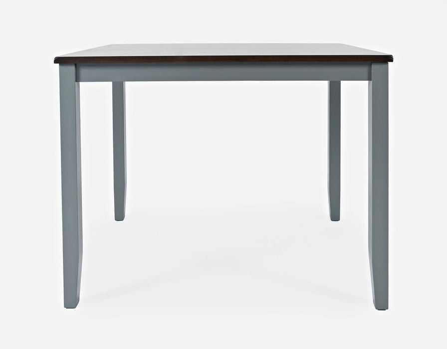 Jofran Asbury Park Solid Acacia Farmhouse 4-Pack Counter Height Dining Set - Table with 2 Stools and Bench in Grey - Holmwood's Furniture & Design Center (Somersworth, NH)