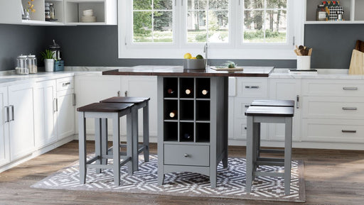 Jofran Asbury Park Solid Acacia Farmhouse Backless Saddle Stool (Set of 2) in Grey - Holmwood's Furniture & Design Center (Somersworth, NH)