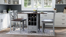 Jofran Asbury Park Solid Acacia Farmhouse Storage Counter Drop Leaf Dining Table with Storage and Wine Rack in Grey - Holmwood's Furniture & Design Center (Somersworth, NH)