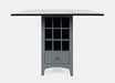 Jofran Asbury Park Solid Acacia Farmhouse Storage Counter Drop Leaf Dining Table with Storage and Wine Rack in Grey image