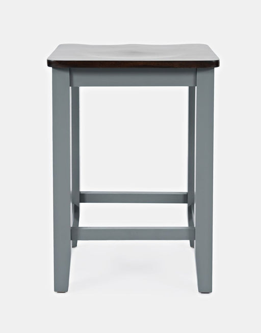 Jofran Asbury Park Solid Acacia Farmhouse Backless Saddle Stool (Set of 2) in Grey image