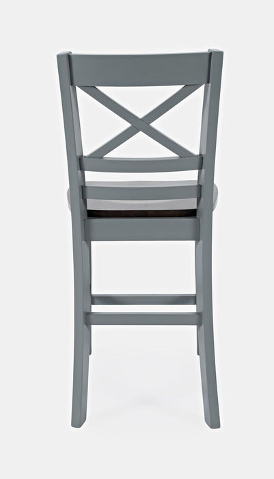 Jofran Asbury Park Solid Acacia Farmhouse X Back Stool (Set of 2) in Grey - Holmwood's Furniture & Design Center (Somersworth, NH)