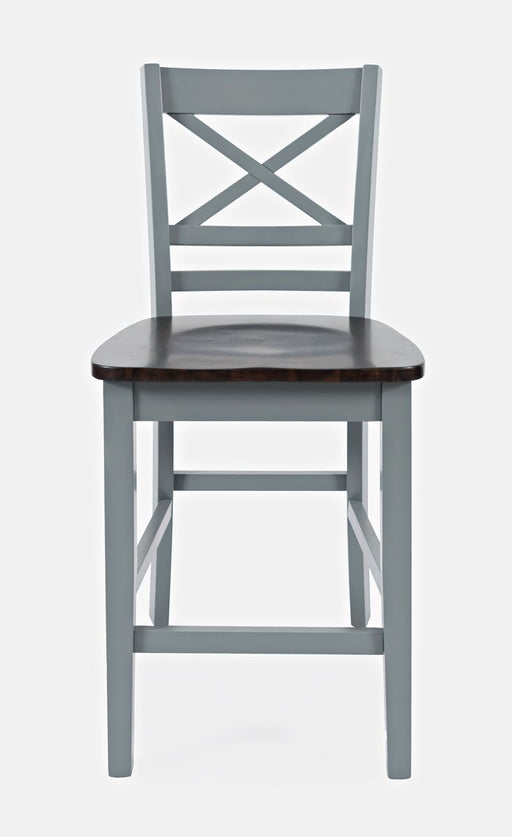 Jofran Asbury Park Solid Acacia Farmhouse X Back Stool (Set of 2) in Grey image