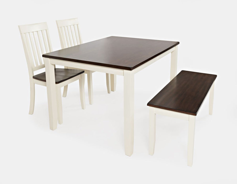 Jofran Decatur Lane Farmhouse 4 Piece Acacia Dining Set in White - Holmwood's Furniture & Design Center (Somersworth, NH)