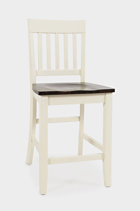 Jofran Decatur Lane Farmhouse Acacia Counter Stool (Set of 2) in White - Holmwood's Furniture & Design Center (Somersworth, NH)