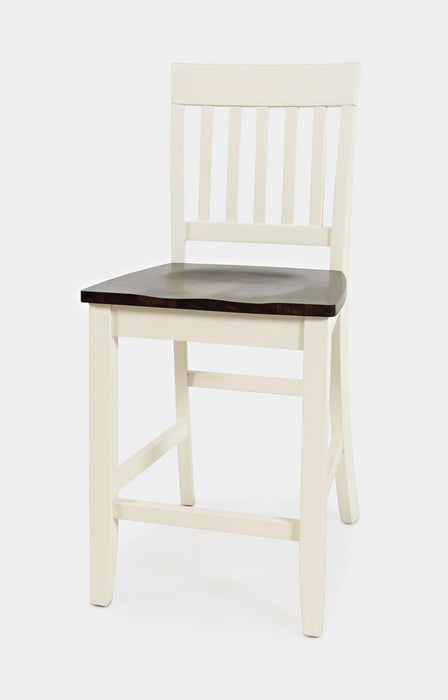 Jofran Decatur Lane Farmhouse Acacia Counter Stool (Set of 2) in White - Holmwood's Furniture & Design Center (Somersworth, NH)