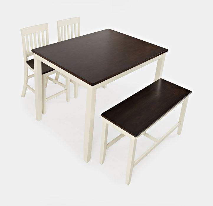 Jofran Decatur Lane Farmhouse 4 Piece Acacia Counter Height Set in White image