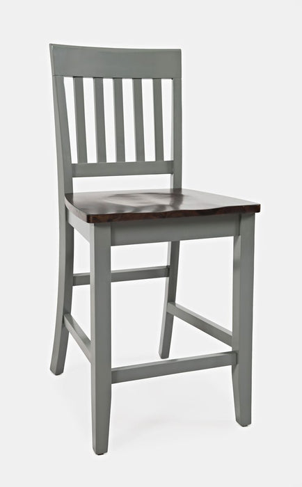 Jofran Decatur Lane Farmhouse 4 Piece Acacia Counter Height Set in Grey - Holmwood's Furniture & Design Center (Somersworth, NH)