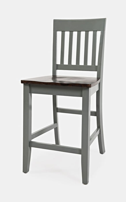 Jofran Decatur Lane Farmhouse Acacia Counter Stool (Set of 2) in Grey - Holmwood's Furniture & Design Center (Somersworth, NH)