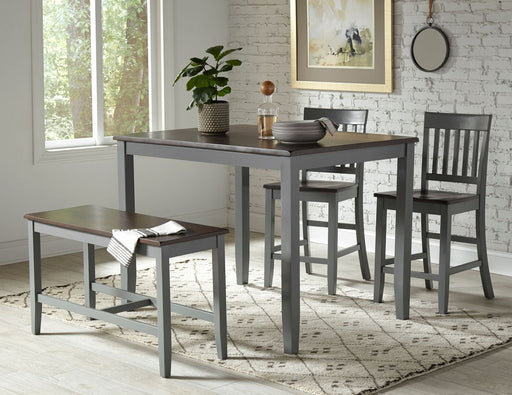 Jofran Decatur Lane Farmhouse 4 Piece Acacia Counter Height Set in Grey - Holmwood's Furniture & Design Center (Somersworth, NH)