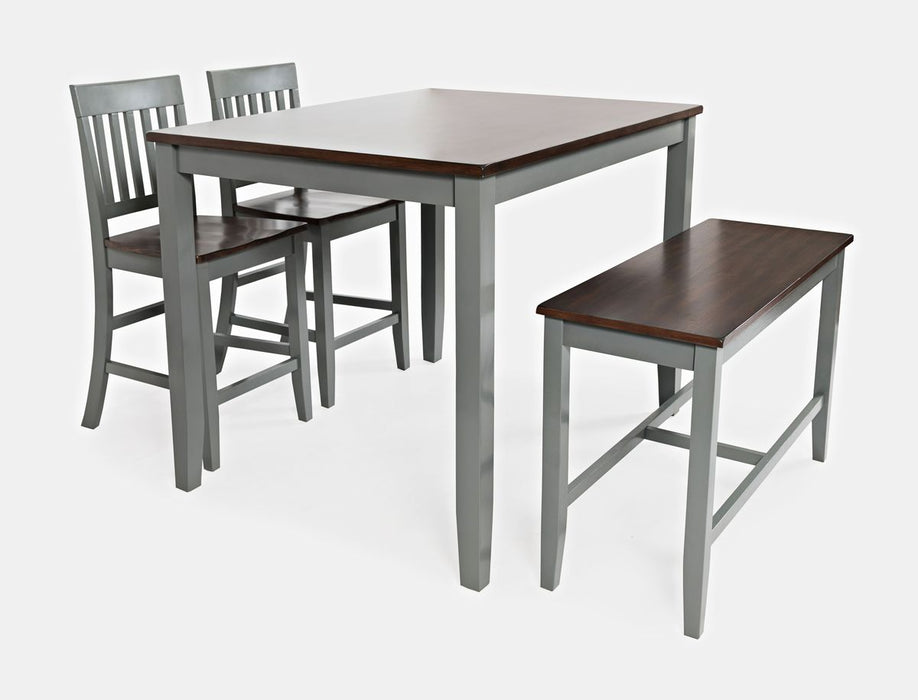 Jofran Decatur Lane Farmhouse 4 Piece Acacia Counter Height Set in Grey - Holmwood's Furniture & Design Center (Somersworth, NH)