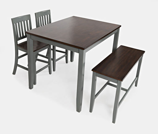 Jofran Decatur Lane Farmhouse 4 Piece Acacia Counter Height Set in Grey image