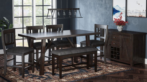 Jofran American Rustics Upholstered 42" Counter Bench in Rustic Brown - Holmwood's Furniture & Design Center (Somersworth, NH)