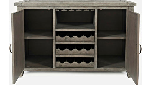 Jofran Outer Banks Server with Bottle and Glass Storage in Gray - Holmwood's Furniture & Design Center (Somersworth, NH)