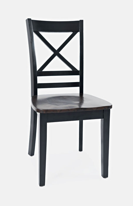 Jofran Asbury Park Solid Acacia Farmhouse 4-Pack Dining Set - Table with 2 Chairs and Bench in Black - Holmwood's Furniture & Design Center (Somersworth, NH)