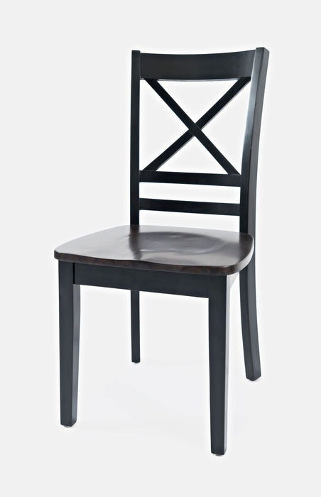 Jofran Asbury Park Solid Acacia Farmhouse X-Back Chair (Set of 2) in Black - Holmwood's Furniture & Design Center (Somersworth, NH)