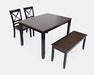 Jofran Asbury Park Solid Acacia Farmhouse 4-Pack Dining Set - Table with 2 Chairs and Bench in Black - Holmwood's Furniture & Design Center (Somersworth, NH)