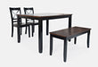 Jofran Asbury Park Solid Acacia Farmhouse 4-Pack Dining Set - Table with 2 Chairs and Bench in Black image