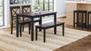 Jofran Asbury Park Solid Acacia Farmhouse 4-Pack Dining Set - Table with 2 Chairs and Bench in Black - Holmwood's Furniture & Design Center (Somersworth, NH)