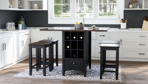 Jofran Asbury Park Solid Acacia Farmhouse Backless Saddle Stool (Set of 2) in Black - Holmwood's Furniture & Design Center (Somersworth, NH)